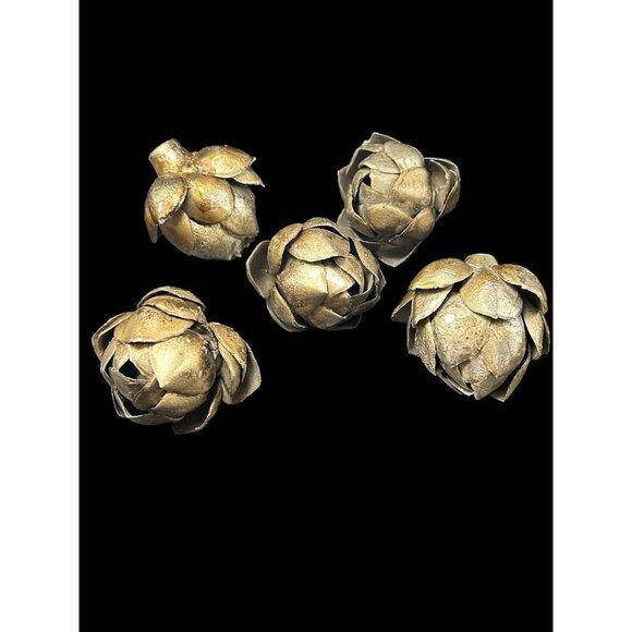 Vintage Faux Artichokes Antique Finish Farmhouse Kitchen Decor 5 Piece 4" - Picture 1 of 10
